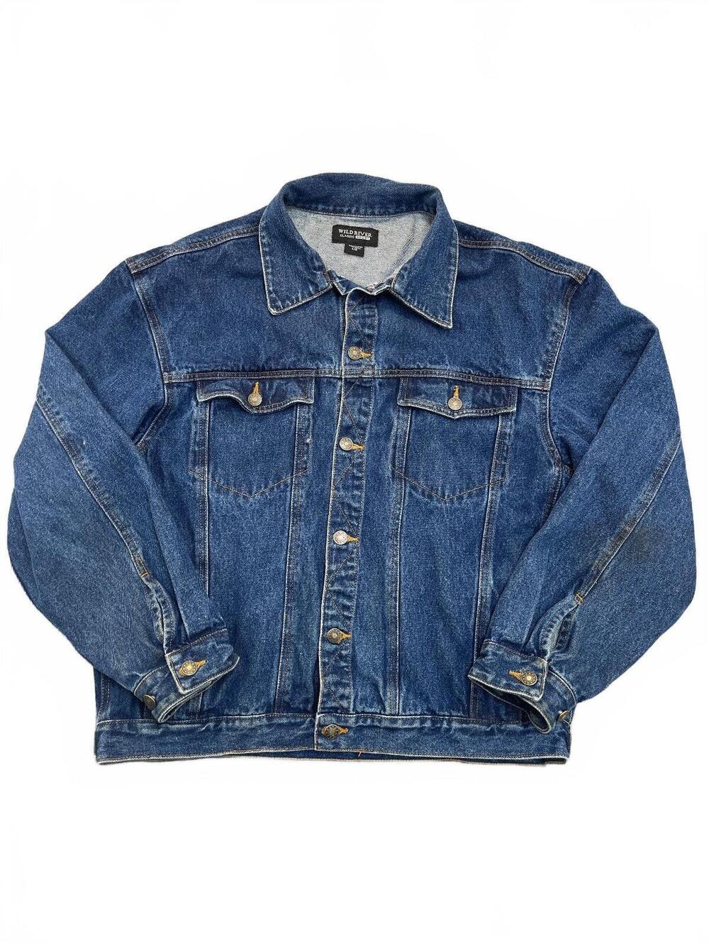 Wild River Classic Denim Men's Size L Blue Denim Trucker Jacket Button Front